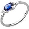 Miore Anello Donna Solitario Zaffiro Blu Diamanti taglio Brillante ct 0.03 Oro Bianco 9 Kt / 375