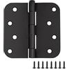 Design House 188961 - Set di 3 cerniere per porte interne da 10,2 x 10,2 cm, con raggio di 5/8, colore: nero opaco, struttura in acciaio resistente, per mancini o destrorsi