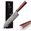 FUJUNI Coltello Santoku Damasco Coltello da Cucina Professionale 18CM - 67 Strati VG10 Acciaio al Carbonio Alto- Coltello Giapponese con Manico in Legno Naturale