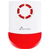 NIVIAN Sirena da Esterno 120 dB con Flash LED - Connessione Radio 433 MHz, Alimentazione 230V con Batteria di Backup, IP55, Compatibile con Sistemi di Allarme Nivian