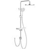 Rainsworth Sistema doccia senza rubinetto Cromo - Doccia a pioggia angolare 25 X 25 cm e soffione a 3 modalità di getto, con deviatore in ottone, set doccia a colonna per doccia con mensola