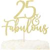 LOVENJOY 25 e Favoloso Topper Torta Compleanno Oro Glitterato 25th Happy Birthday per Decorazioni Torta Compleanno