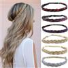 PARXITN Fascia per capelli da donna, con 3 fili, regolabile, intrecciata, per donne, per capelli sintetici, treccia, fascia elastica intrecciata, colore nero e rosso