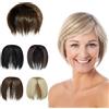 PARXITN Topper per capelli da donna senza frange, 3 clip, posticci sintetici, toupet per capelli sparsi 6H27# marrone naturale mescolato con marrone sabbia
