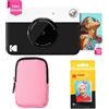 KODAK Printomatic Pacchetto iniziale per macchina fotografica a stampa istantanea a colori + Custodia morbida + Carta fotografica Zink 20pk - Foto colorate su carta adesiva 2x3 - Nero