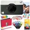 KODAK Printomatic Fotocamera istantanea (Nero) Pacchetto Artistico + Carta Fotografica Zink (20 Fogli) e Altro