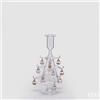 EDG Enzo De Gasperi Decoro Portacandela Pino Natalizio con Decori H 22 Cm Vetro Scatola Bianco