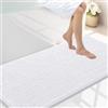 smiry Tappeto da bagno in ciniglia, extra morbido e assorbente, lavabile in lavatrice, antiscivolo, per vasca, doccia e bagno (119 x 61 cm, bianco)