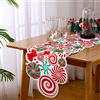 Kingdder Runner da tavola natalizio con bastoncini di zucchero, rosso, bianco, verde, lecca-lecca, menta piperita, tovaglietta per feste di Natale, centrotavola per la casa, decorazione per feste di