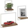 LAMO Manufaktur Mensole da muro Set 3 pz 15/20/35cm | Mensole cucina a parete, mensola bagno legno, mensola design da parete | Colore: noce, Telaio: avorio