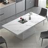 HSH - Tavolo da pranzo moderno per sala da pranzo, grande tavolo da pranzo rettangolare in legno per 6-8 persone, design con colonna stabile per cucina, ristorante, aspetto marmo, bianco 180 cm