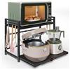 NETEL allungabile mensola microonde a 2 Livelli,ripiano per microonde,scaffale cucina salvaspazio,Organizzatore di Stoccaggio per Cucina con 8 Ganci, Nero