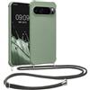 kwmobile Custodia Compatibile con Google Pixel 9 / Pixel 9 Pro Cover - Back Case in Silicone TPU - Protezione Smartphone con Cordino - verde grigio