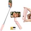 Adiwo Mini Selfie Stick Estensibile,Portatile Tascabile per telefoni iPhone Android da 4 a 7,per Vlog Streaming Live Creazione di Contenuti viaggi film((Rosa))