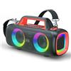 VUOPAX Cassa Bluetooth Portatile, 140W Potente con 2 Subwoofer e 2 Tweeter, Impermeabile IP65 per Esterni, Batteria 24h, Luci RGB, per Feste, Giardino, Spiaggia - Connessioni AUX/USB/TF e TWS