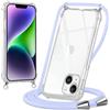 Oelrstfe Cover con Cordino per iPhone 14 Plus, Trasparente Silicone Custodia con Regolabile Collana Laccio Tracolla, Antigraffio Proteggere Case Corda per iPhone 14Plus, Viola