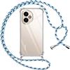 Pnakqil Cover per Honor 400 5G con Cordino, Trasparente Custodia con Laccio Tracolla Cellulare Girocollo Collana Protettiva per Honor 400 5G 6.55 Pollic, Blu