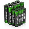 BEVIGOR Set Batterie AA E AAA - 16 Batterie Ricaricabili NiMH, Confezione Ad Alta Capacità 8 AA E 8 AAA, Precariate
