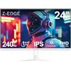 Z Z-Edge Z-Edge Schermo PC Gamer Bianco 24'' 240 Hz, IPS, 1ms, FreeSync, FHD (1920x1080), Monitor Gaming Bianco 16:9, Inclinazione Regolabile, 2× HDMI2.0 & 2× DP1.4, 350 cd/m², HDR10, VESA 75×75 mm