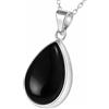 Echmeck Pendente a goccia in Onice Nero in Argento Sterling 925 fatto a mano, 18x25 mm, Collana con Catena 45+5cm