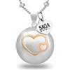 SAGA GIOIELLI® COLLANA CHIAMA ANGELI GRAVIDANZA BOLA MESSICANA DOPPIO CUORE ORO