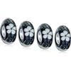 Bling Jewelry Set di quattro distanziatori floreali traslucidi nero bianco fiore charm perline adatti a braccialetti europei per donne adolescenti in vetro di Murano con anima in argento sterling .925