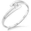 Miore - Anello solitario da donna in oro bianco 375 a 9 carati e diamanti brillanti da 0,05 carati, Oro, diamante,