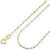 Amberta Collana Oro Donna 9K 14K Vero 375 585 | Catenina Oro Donna Sottile Delicata 40/45/50 cm | Girocollo Diamantato Singapore Bicolore Popcorn: 50 cm Singapore Bicolore