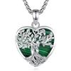 INFUSEU Collana Albero Della Vita Forma di Cuore Cristal Collane Cristallo Malachite Ciondolo Abbraccio Gioielli Ciondolo Yoga Fortunato Regalo per Le Donna Uomo