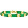 Bling Jewelry Bracciale a maglie con tubi sagomati in giada verde scuro autentica in stile asiatico per donna, placcato in oro giallo 14K, argento sterling .925, 7,5 pollici.