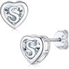 Supcare Cuore Orecchini Donna Argento 925, S Lettera Inizaile Orecchini Piccoli Donna, Tennis Orecchini Brillantini con Zirconi, Idee Regalo per Mamma Bambina