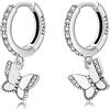 MARLION JEWELS Orecchini cerchio da donna in argento 925 con zirconi e farfalle decorative. Set Orecchini da donna cerchio con finitura in argento sterling o oro 18 carati ideali per regalo... (Argento placcato)