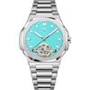 TAYSHILEY Pagani Design YS025 - Orologio da polso meccanico automatico da uomo, 42 mm, in acciaio inox, impermeabile fino a 100 m, quadrante in vetro zaffiro, corona a vite, Cielo blu, Sportivo