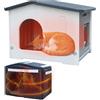 HiCaptain Cuccia per gatti con fodera isolante per gatti domestici in plastica selvatica Casa esterna per piccoli animali domestici di taglia media Grigio