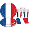 HEREER Decorazioni per feste francesi, 50 pezzi, con bandiera francese, piatti di carta blu, bianchi e rossi, piatti da dessert, tazze e tovaglioli, per feste francesi