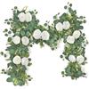 MEIVINES Ghirlanda Di Fiori Di Peonia Finta 2PCS 6.2FT Ghirlanda Peonia Bianche Ghirlande Fiori Finti Per Decorazioni Artificiale Eucalipto Ghirlanda Con Rosa Per Matrimoni Tavola Arco