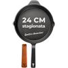 TECOR padella ghisa induzione 24 cm grezza - Resistente e versatile | Naturalmente antiaderente e universale per tutte le fonti di calore - cuochi amatoriali e professionisti - Cast Iron Skillet