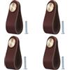 BOOLSFMAM 4 Pezzi Maniglie in Pelle per Mobili, 6,4 x 2,5 cm Maniglie per Mobili in Pelle Fatte a Mano, Pomelli per Armadio, Pomelli per Armadi da Cucina, Armadio