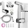 Mornwaen Bidet Doccetta per rubinetti lavabo, set doccia bidet in acciaio inox con connettore, tubo e supporto per la cura del corpo, per il bagno di animali domestici e per la pulizia di pannolini di