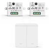 ELLENNE Kit Interruttore Luce Smart WiFi - Ricevitore + Interruttore Wireless, Controllo Remoto Intelligente da telefono compatibile con App Tuya e Google Home/Alexa (2 Ricevitori e 1 Interruttore (2 tasti))