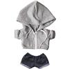 niannyyhouse Vestiti di peluche da 20 cm, senza tasca, per bambola, vestitino con cappuccio, senza tasca, colore grigio