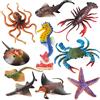 SIENON Oceano mare animali giocattoli figurine, 10 pezzi grande plastica mare creatura giocattoli oceano animali figure cavalluccio marino stella marina granchio aragosta polpo pesce diavolo razze mare vita