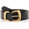 Calvin Klein SARAH 2 PEZZI LOGO FIBBIA CINTURA 2 LV04K7012G Cinture, Nero (NERO/ORO PROFONDO TUMBLE), 85, Nero (nero/oro scuro martellato), 85 cm