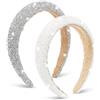 YUSHWENPTY 2 Pezzi Cerchietto Capelli Donna Paillettes Cerchietti per Capelli con Strass Fascia per Capelli Headband Accessori per Festa di Capodanno Carnevale Matrimonio Tutti i Giorni (Bianco Argento)