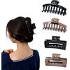 VelvetGlow 4 Pezzi Fermagli per Capelli in Silicone Flessibili, Pinze per Capelli Grandi Antiscivolo, Clip Morbide per Capelli Sottili e Spessi (Nero, Caffè)