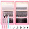 GEMERRY Ciuffetti Ciglia Finte Kit 60D+80D+100D+200D+Bottom+Spike Ciglia Finte Ciuffetti+Bond e Seal+Pinzette Extension Lash Clusters Eyelashes Extension Volume Eyelashes Naturali Lashes