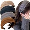 Hallaway 4 cerchietti per capelli da donna, eleganti cerchietti larghi, per capelli corti, accessori per capelli da donna, colore solido, morbido cotone, stile vintage