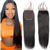 Arenshxc 4x4 Chiusura con pizzo brasiliana Capelli umani Chiusura brasiliana liscia Swiss Lace Free Part con linea naturale dei capelli e capelli baby Densità 130% 45,7 cm