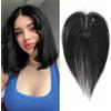 RUNRAYAY Frangia con fermaglio per capelli, frangia 3D a 360°, extension per capelli da 25 cm per donna, frangia finta per uso quotidiano Nero naturale