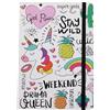 I-TOTAL® - Divertente Notebook A5 / Segnalibro con Chiusura Elastica | Notebook elastico A5, 80 pagine, 200 facciate, PAGINE A PUNTINI (Unicorn)